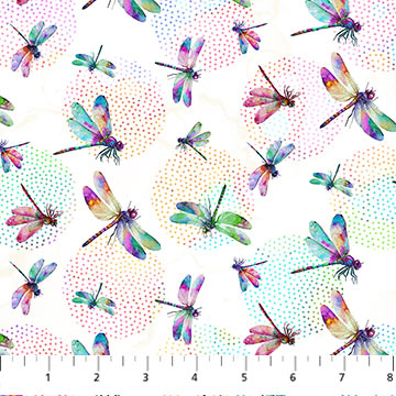 Dragonfly Dance - Dragonflies, White Multi FQ ONLY