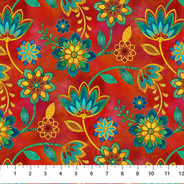 Boho Blooms - Red multi